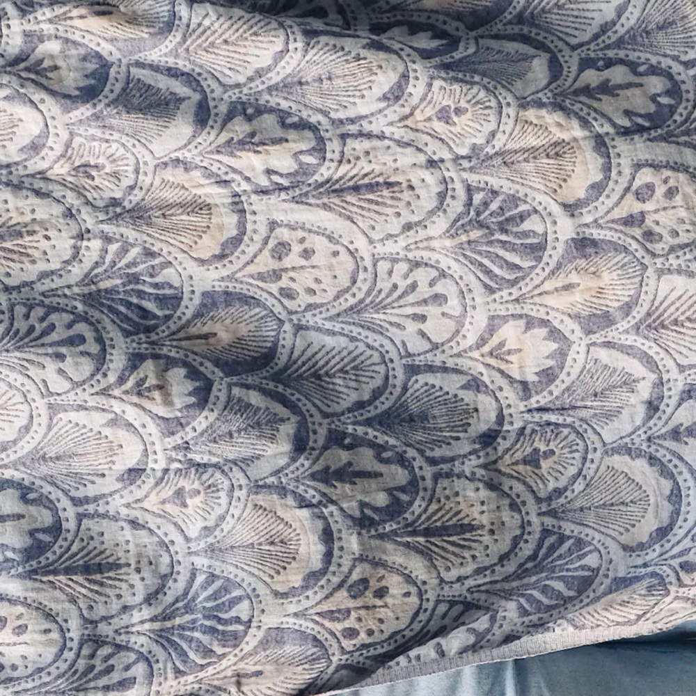 Succulents Blue Woven Organic Cotton 2-in-1 Blanket Wrap Anthropologie Holiday - Picture 15 of 17